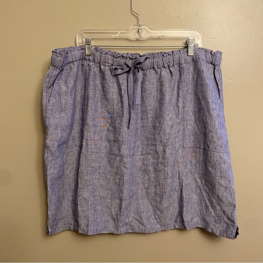 Coldwater Creek Linen  Chambray Skirt Size Extra Large pockets